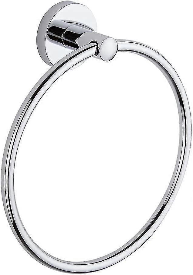 Modern Round Wall Mounted Bathroom Towel Ring Holder - Chrome