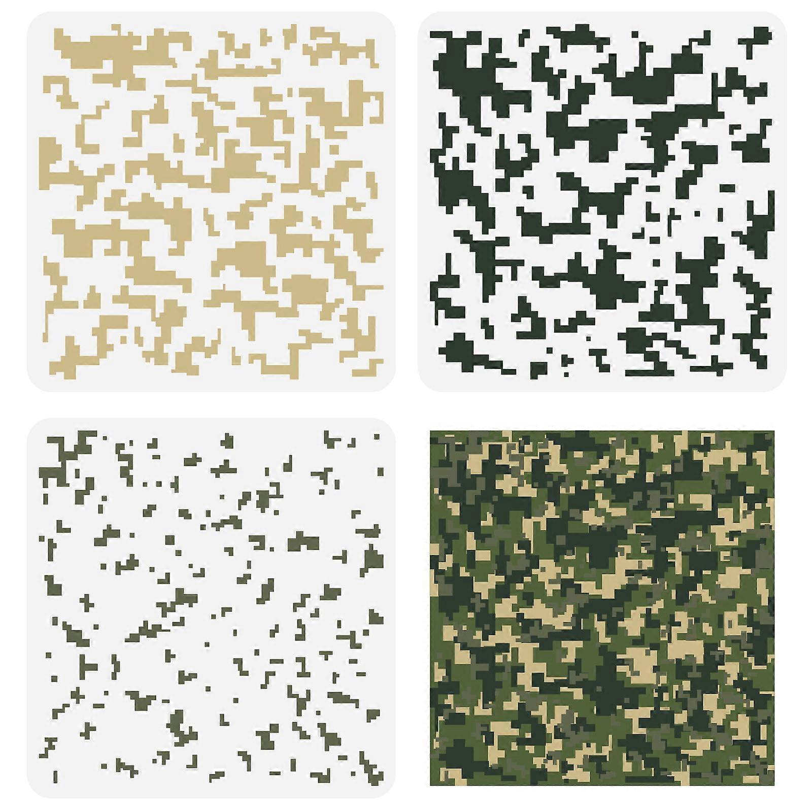 Digital Camouflage Pattern Decoration Template Reusable PET Plastic Stencil