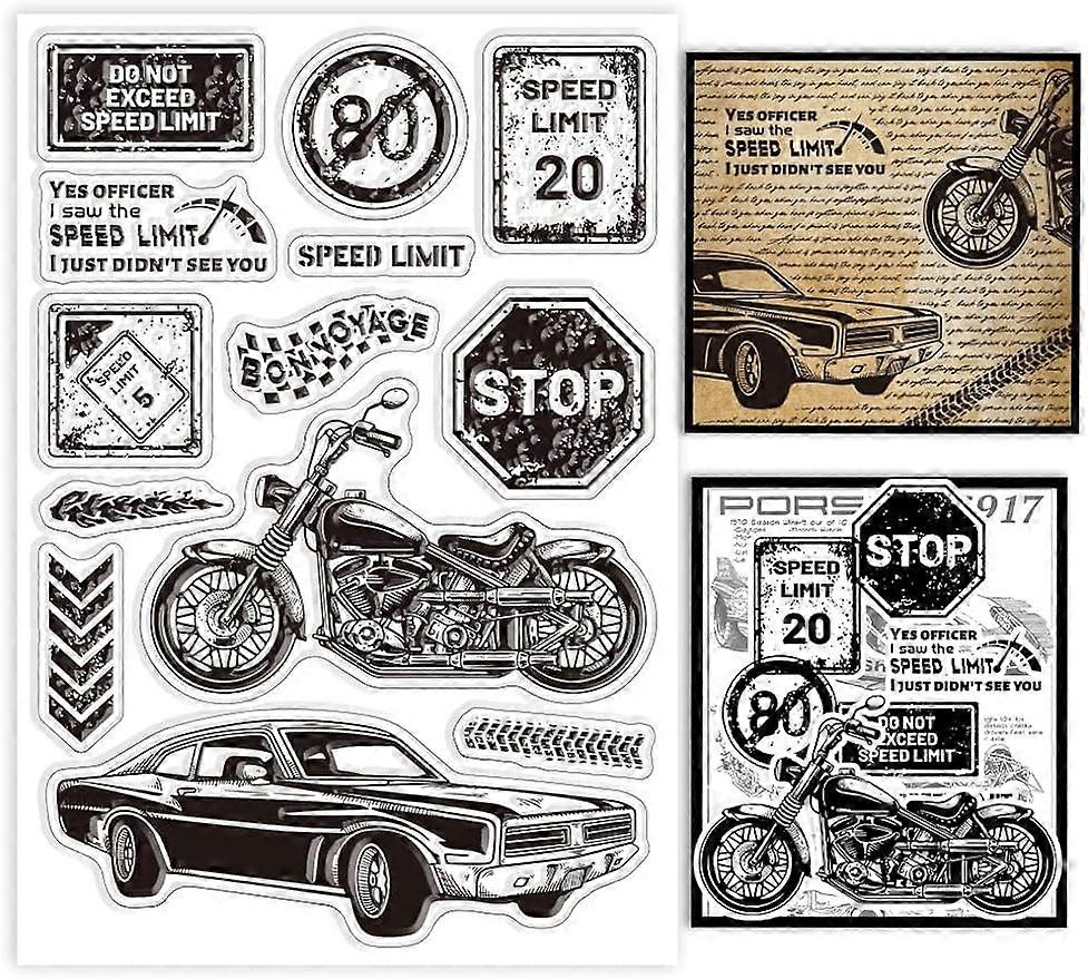 1Sheet Retro Transportation Silicone Clear Stamp Seals