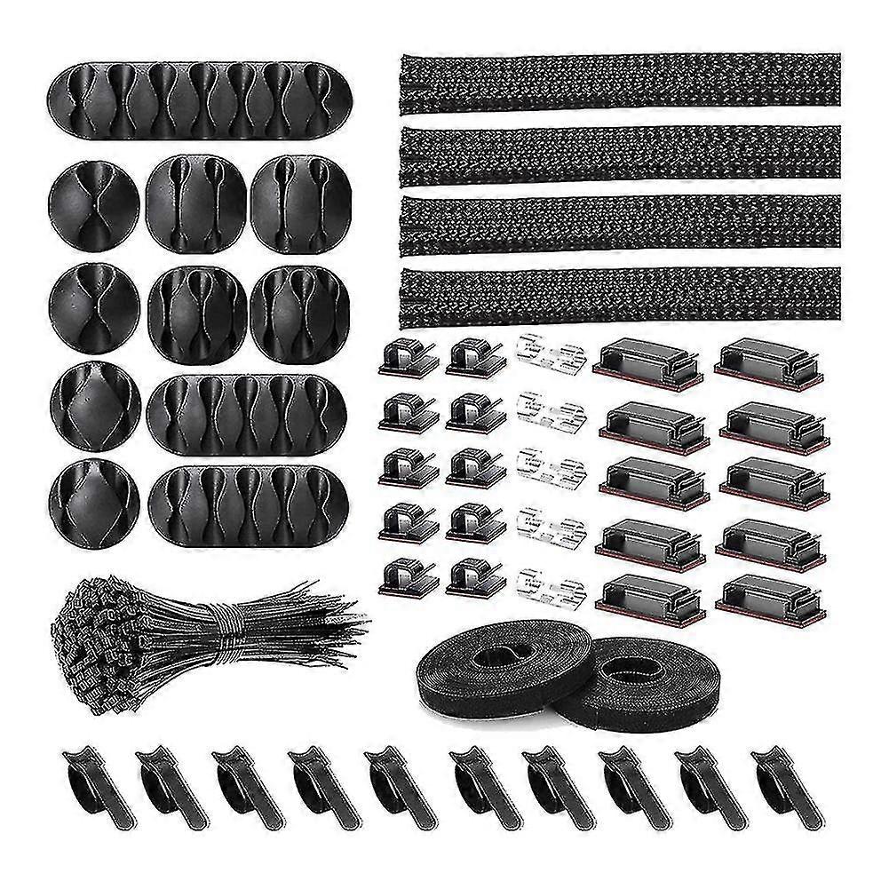 152 Pcs Cord Organizer Kit, Include Self Adhesive Clips, Cable Sleeves Management Clips