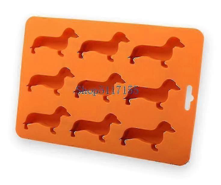 hmwy-silicone dachshund puppy ice cube diy home ice tray kitchenware ice cube(22*16*1.5cmcm,orange)