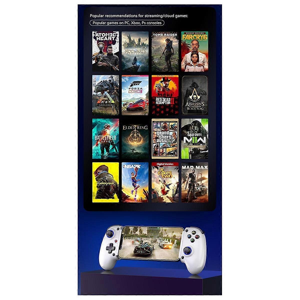 Manette de jeu extensible et refroidissante D10S pour tablette Android, iOS, Switch, Xbox, 400 mAh, joystick de streaming, blanc