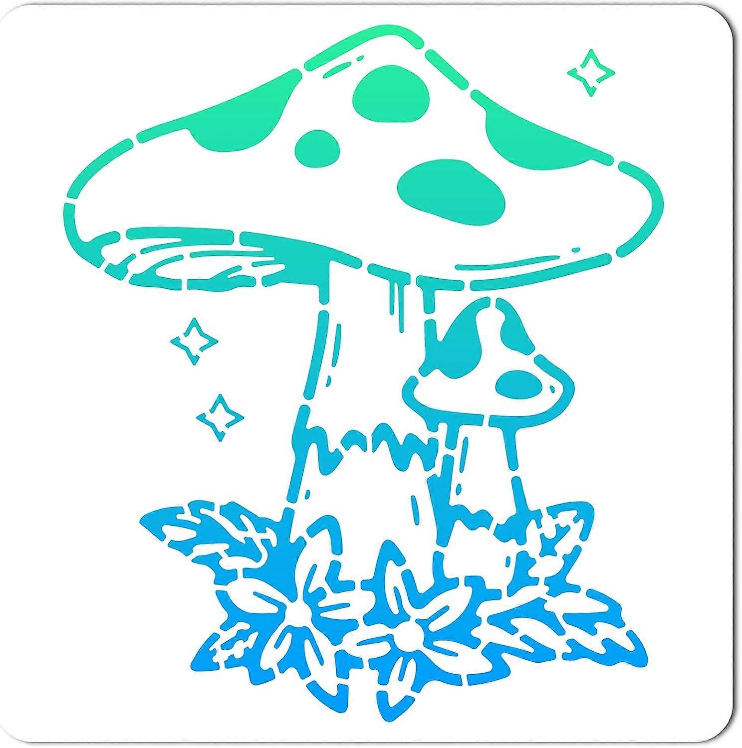 12x12 Inch Large Mushroom Pattern Templates Drawing Painting Stencils Reusable Plastic Square Flower Stencils Sign for Painting on Wood Wall Scrapbook