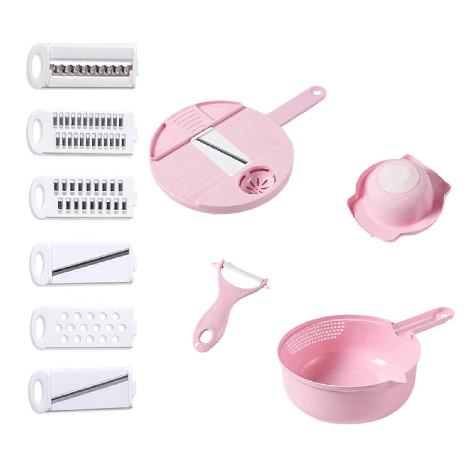 Vegetable Cutter with 6 Blades Circular Veggie Chopper with Container Cheese Grater Food-Grade Odor-Free Kitchen Gadget for Easy Slicing Dicing