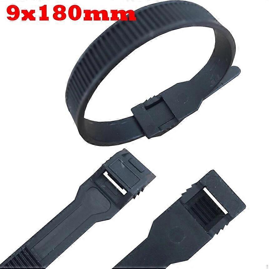 9x180mm 9*180mm Black Nylon Plastic Flat Buckle Self Locking Reverse Teeth Protect Wire Wrap String Zip Ties Cable Tie