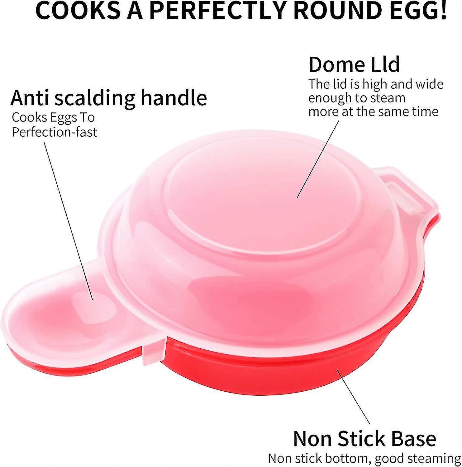 Yaju Microwave Egg Cooker,1 Minute Fast Egg Hamburg Omelet Maker Kitchen Cooking Tool(2pcs, Red And Clear)