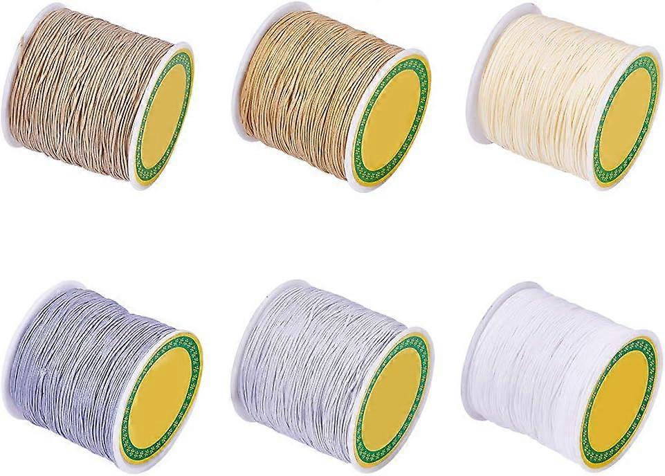 6 Colors About 600 Yard Rattail Nylon Cord 0.8mm Chinese Knotting Cord Braided Shamballa Macrame Thread Beading String for DIY Jewellery Making Kumihi