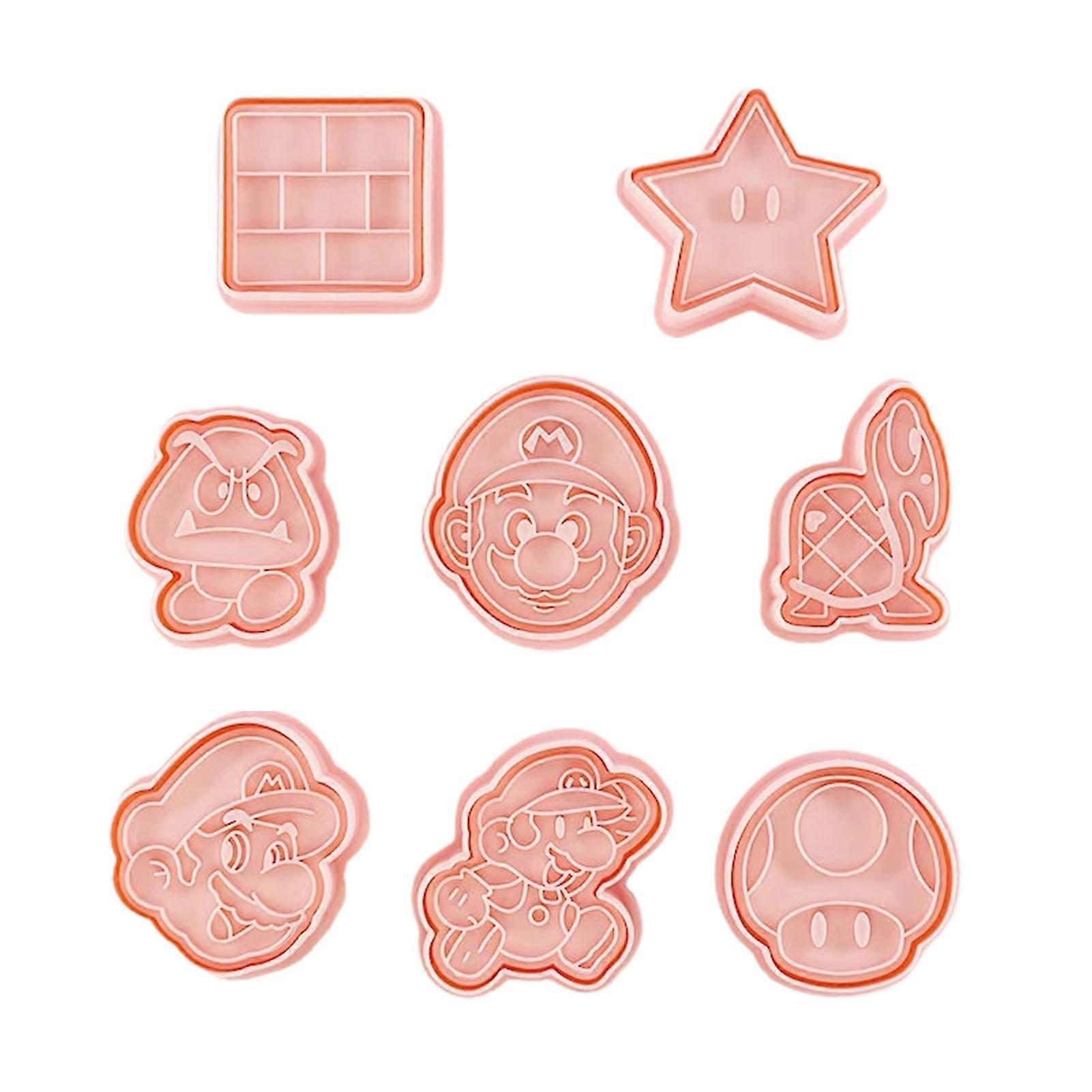 8Pcs/Set Cookie Mold Non Stick Easy to Demold PP Cartoon Super Mario 3D DIY Embossing Biscuit Cutter Baking Accessories KAESI