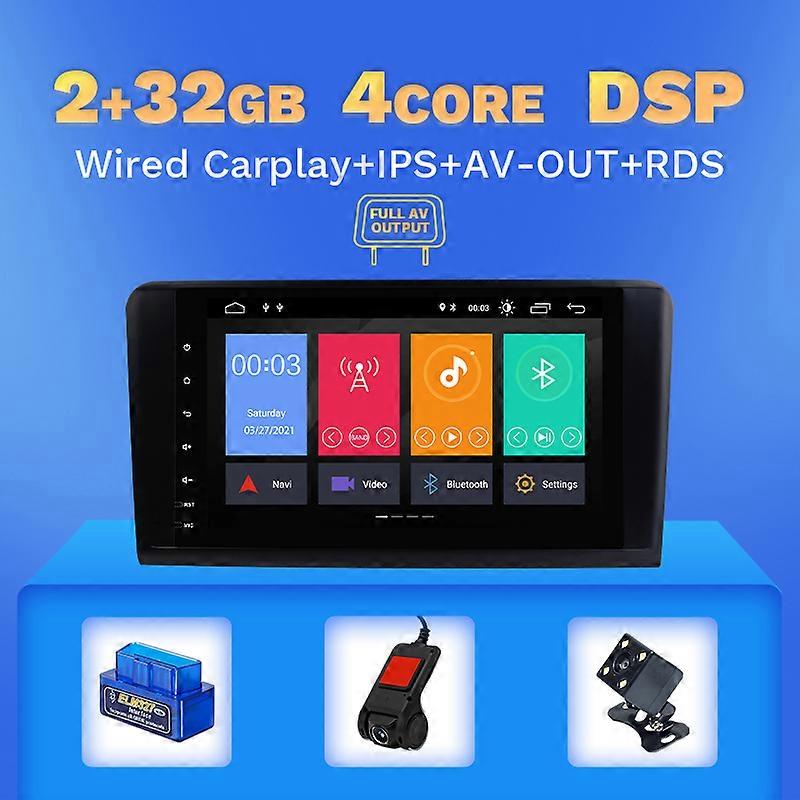 Carplay 4GB Android 11 Car GPS Multimedia For Benz ML GL W164 ML350 ML500 GL320 X164 ML280 GL350 GL450 Navigation DSP