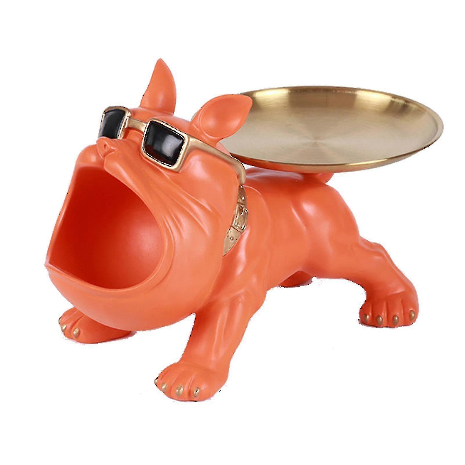 Cool Bulldog Figure Sculpture Statue Resin Good Storage Box For Keys, Household Items Etc. (multicolor) - Snngv