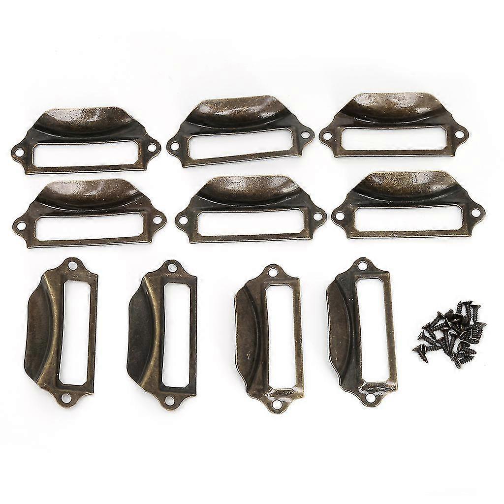 10xantique Brass Label Pull Frame Handle File Name Card Holder Cabinet Drawer/YY