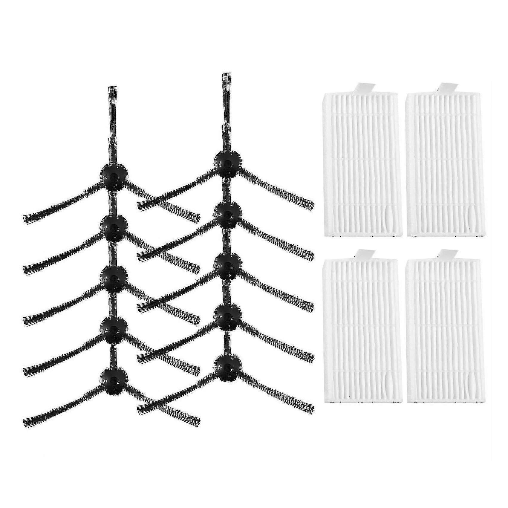 10 Side Brushes + 4 Filters Compatible With Ariete Briciola 2711 2712 2713 2717