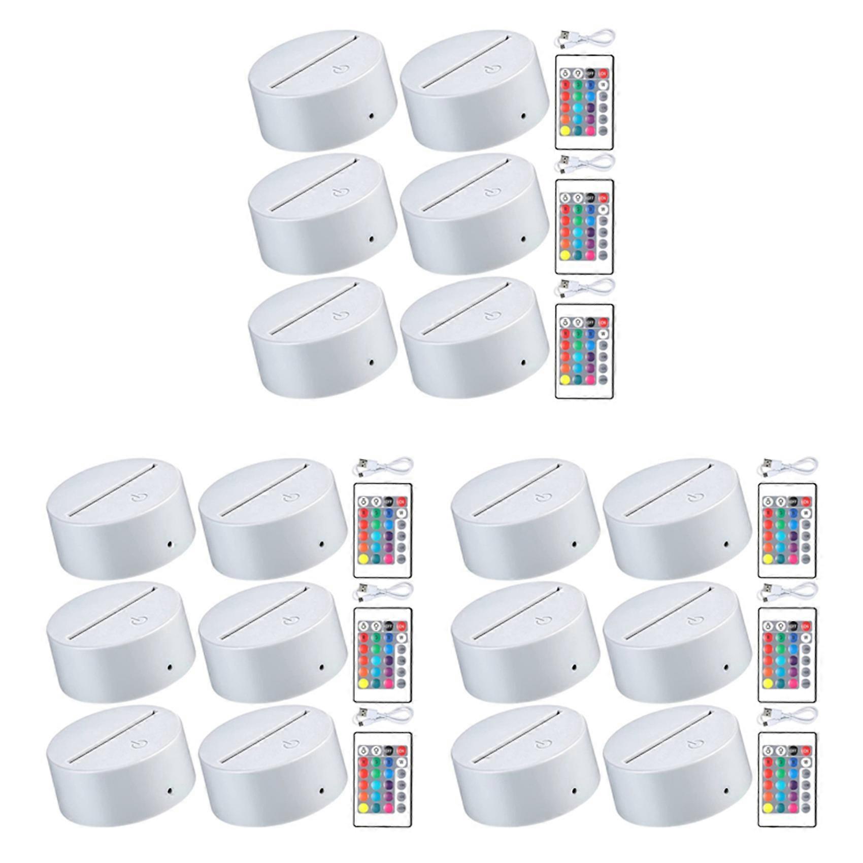 18 Pieces 3D Night LED Light Lamp Base 16 Colors Base, Decorative Light Lamp Base for Acrylic and R