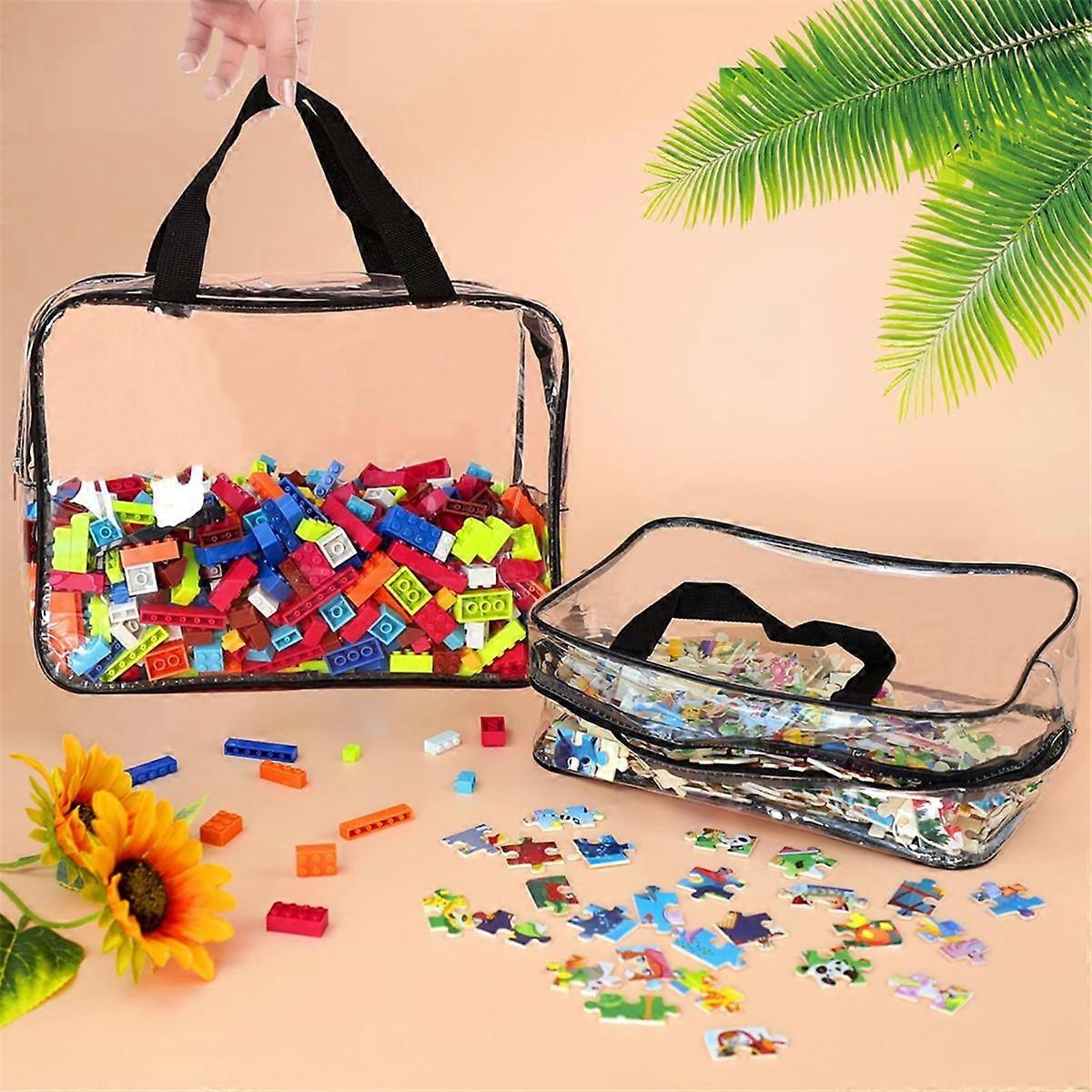 4-Pack Large Clear PVC Toy Storage Bags With Labels - Reusable Zipper Organizers For Building Blocks, Puzzles, Kids Books & Travel (4 Colors)