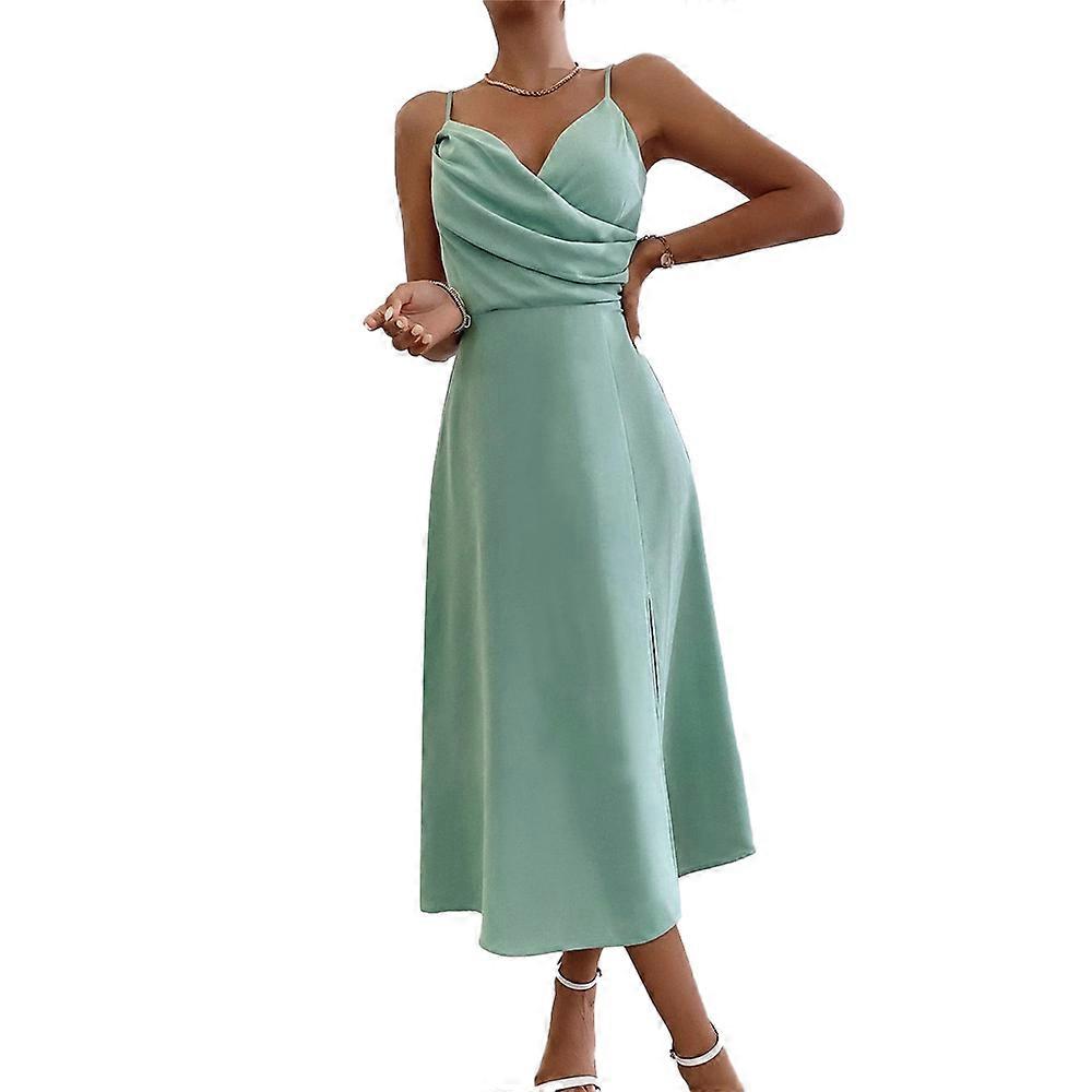 Femmes Strap Robes Cravate Front Sans Dos Split Robe Creuse Strap Slip Dress