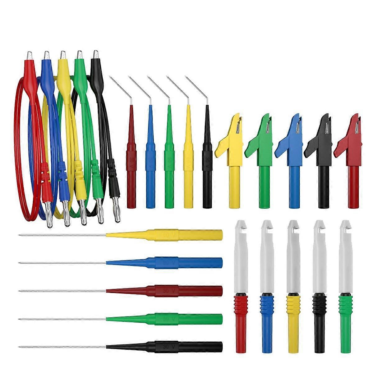 Digital Multimeter Test Lead Kit Alligator Clip to 4MM Banana Plug with Test Probe Back Probes Kit