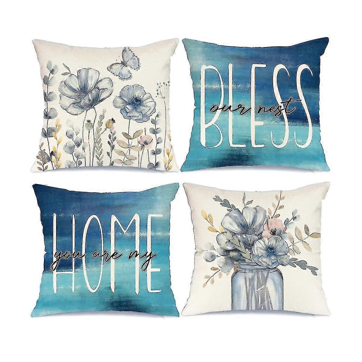 Spring Pillow Covers 18 X 18 4, Spring Decorations Farmhouse Throw Pillows Home Decor Sofa Couch Cu