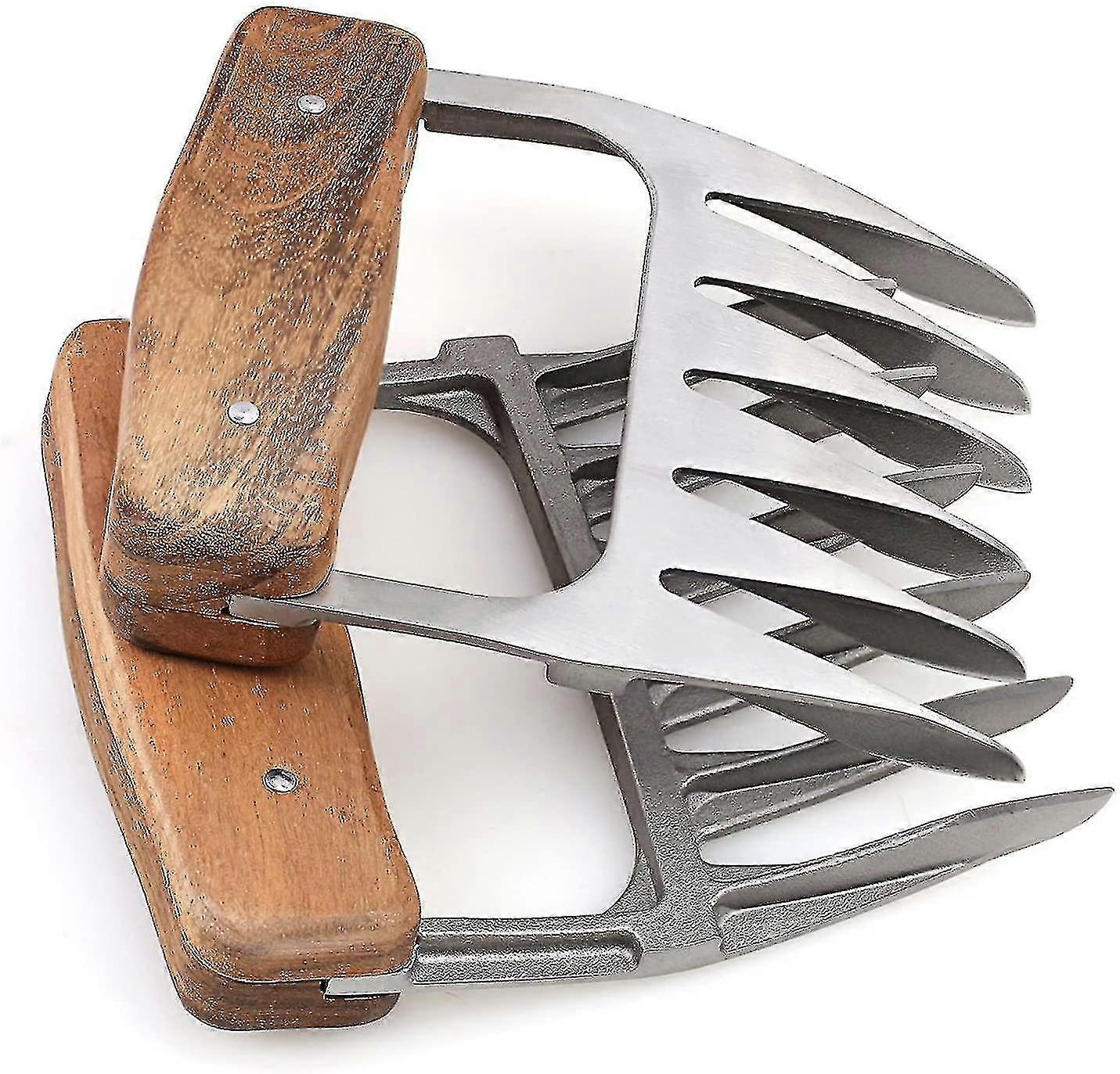 Metal Meat Claws, Stainless Steel Meat Forks With Wooden Handle, Best Meat Claws For Shredding, Pulling, Handing, Lifting & Servi