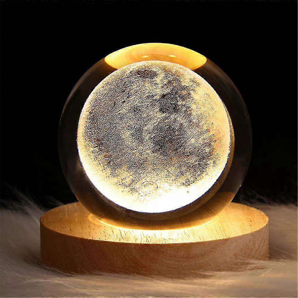 3d Galaxy Solar System Crystal Ball Noite Luz Saturno Planetas Laser Gravura Cama Lâmpada com Stand Xmas Presente