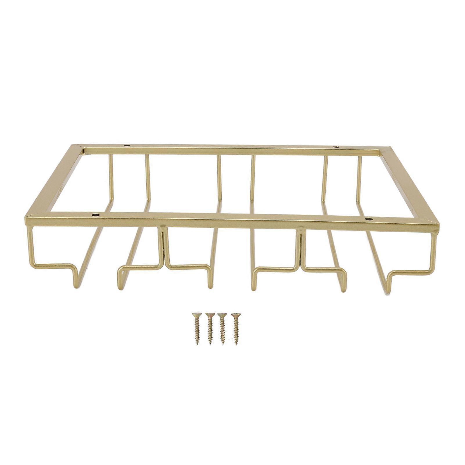 الحديد الفن مقلوب حامل زجاج النبيذ على الطراز الأوروبي معلق رف زجاجي للنبيذ تحت خزانة ذهبية (YMCAT)