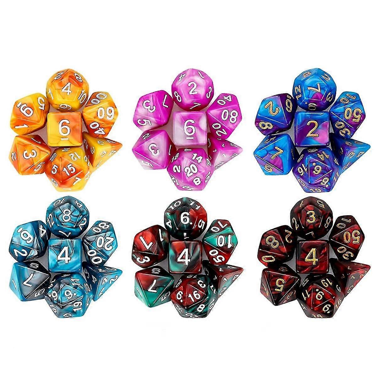 Dnd Dice, 6 X 7 Set Polyhedral Double-color Dice Sets Pouches For Dungeon And Dragons Mtg
