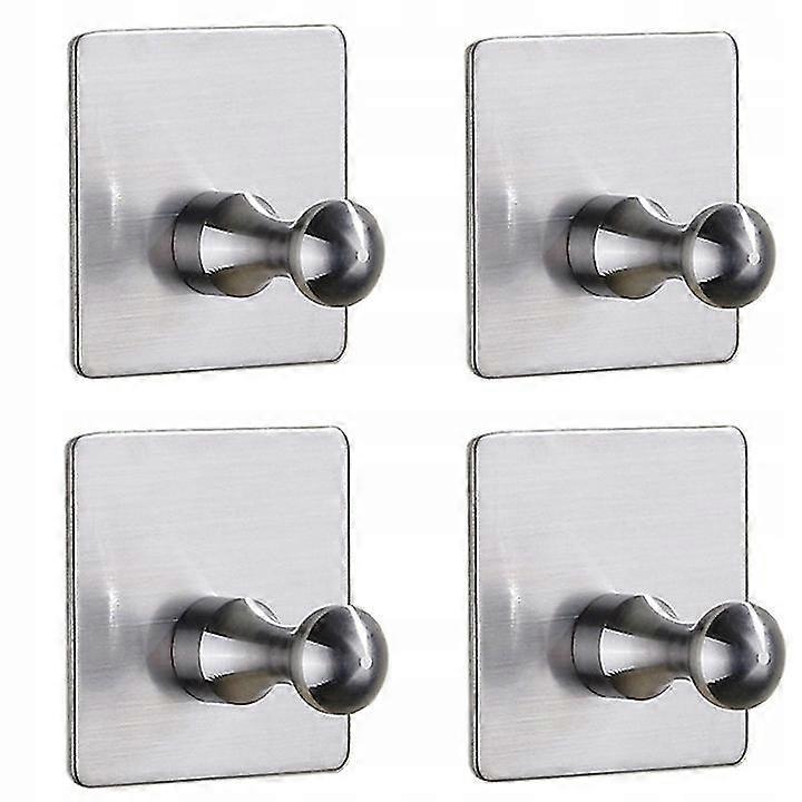 4 Perforated Stainless Steel Coat Hooks square Hook 006 Brushed)