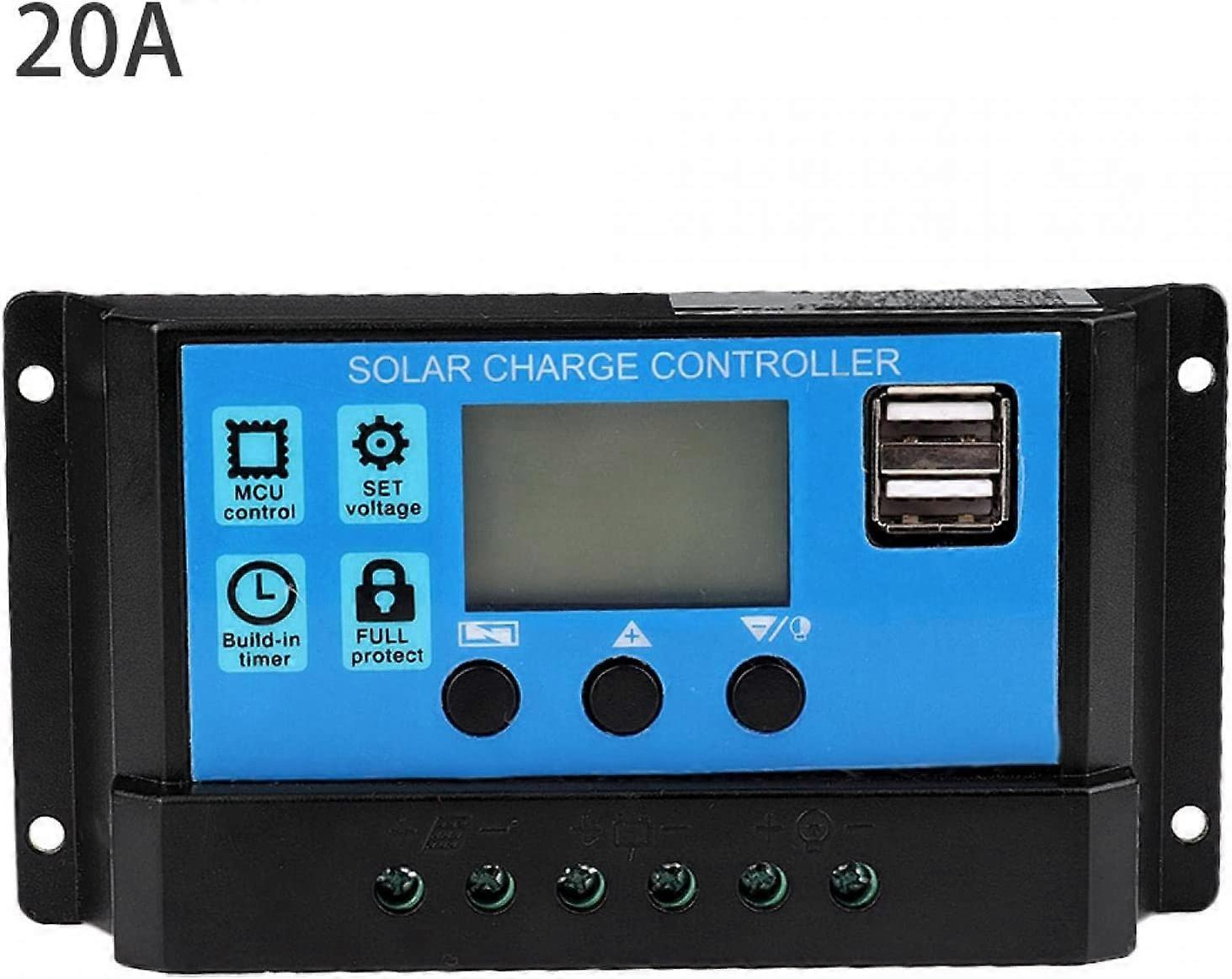 Solar Panel Controller, 12V Solar Charge Controller Auto Solar Charge Controller PWM Controller (20A) Solar Controller