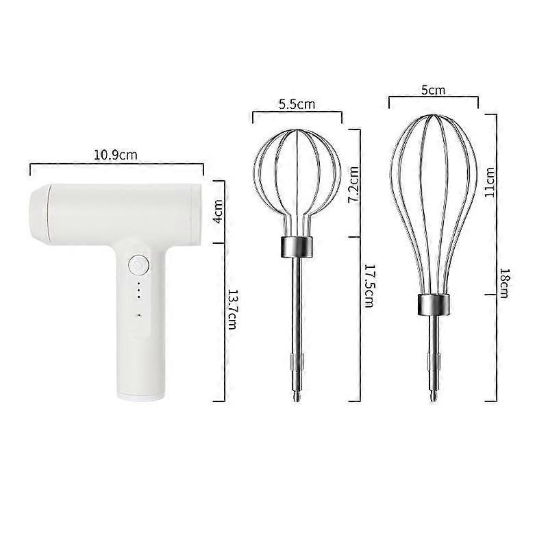Cordless Electric Whisk, Electric Whisk, 3 Beaters 3 Adjustable Speeds White