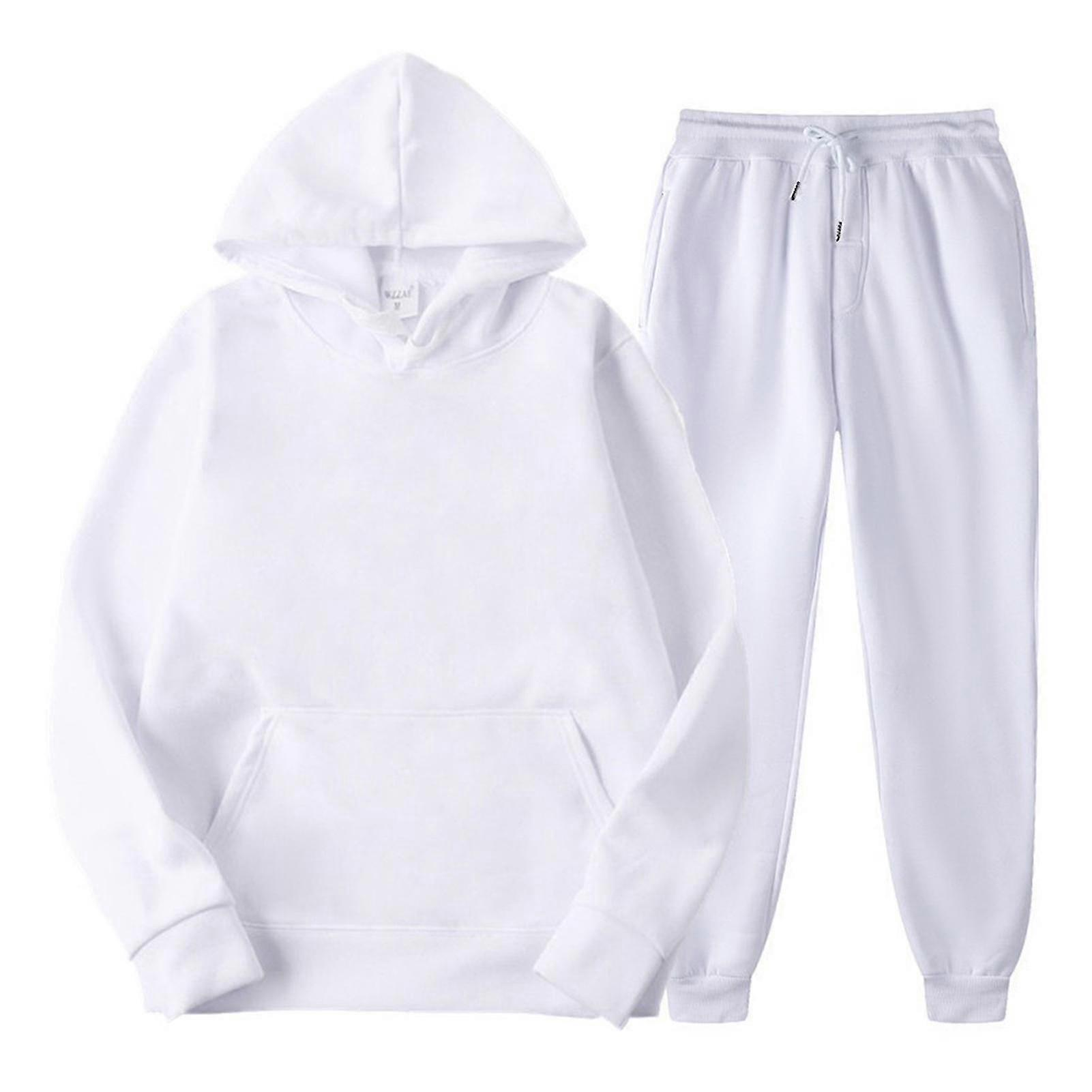 Sweatpant Set Jogger Sweatsuits Pullover Hooded Drawstring Tops For Running Walking Wear-