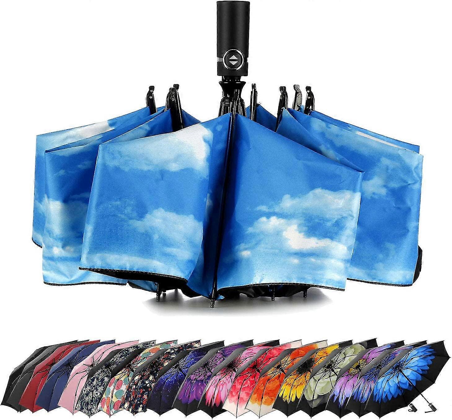 Umbrella Windproof Travel Umbrella Compact Folding Reverse Umbrella