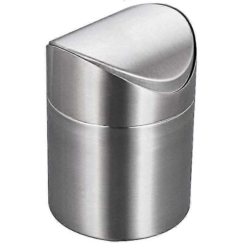 Mini Stainless Steel Desktop Trash Can (silver)