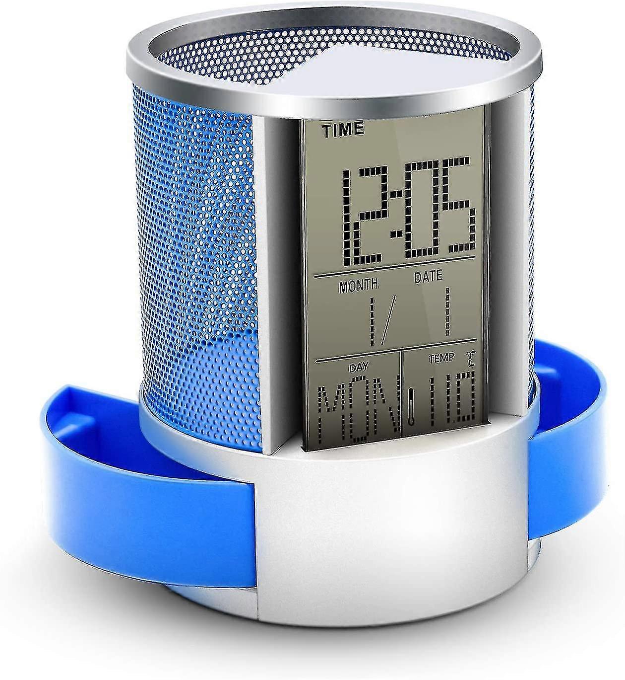 Multi -function desktop LCD number display clock and network calendar pen rack