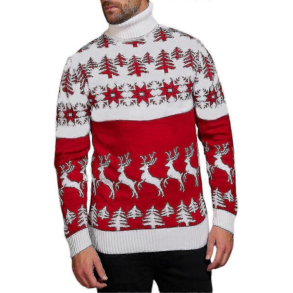 Frauen Männer Paar Weihnachten Pullover Pullover Tops Warm High Neck Strickpullover Winter