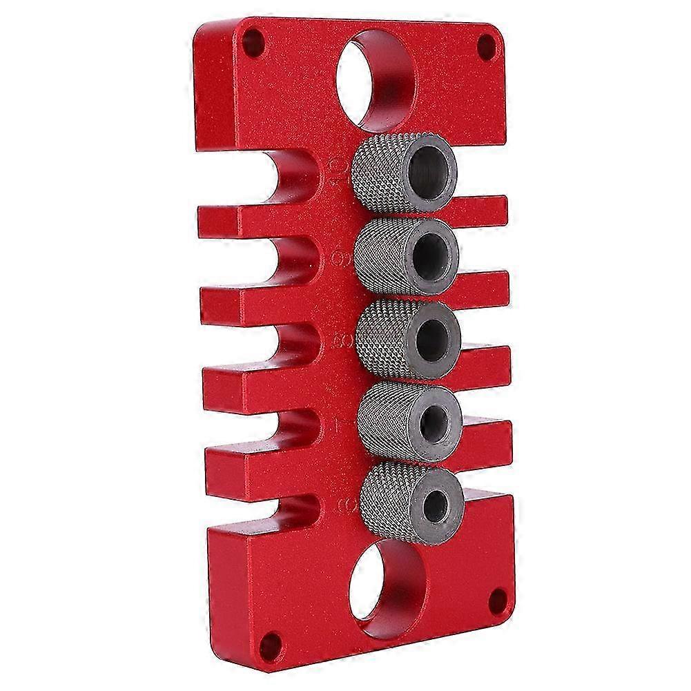 Punch Positioner Dowel Jig 3-in-1 Woodworking Drilling Tool Red Aluminum Alloy