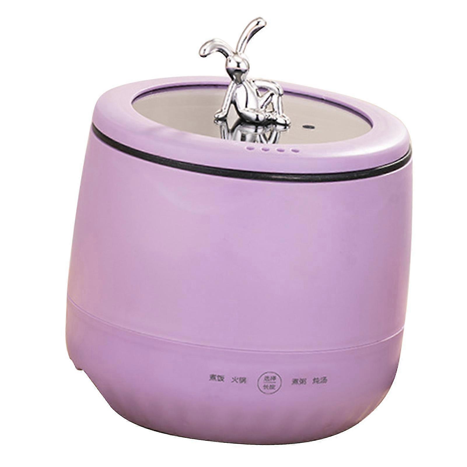 Mini riskoker 1,8L non-stick elektrisk komfyr for suppegrøtgryter EU-plugg 220V lilla