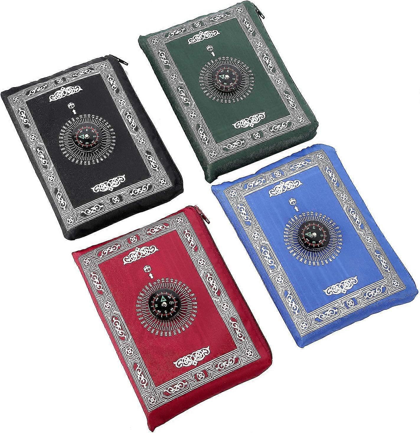 4 Pieces Portable Travel Prayer Compass, Waterproof Polyester Prayer Rug