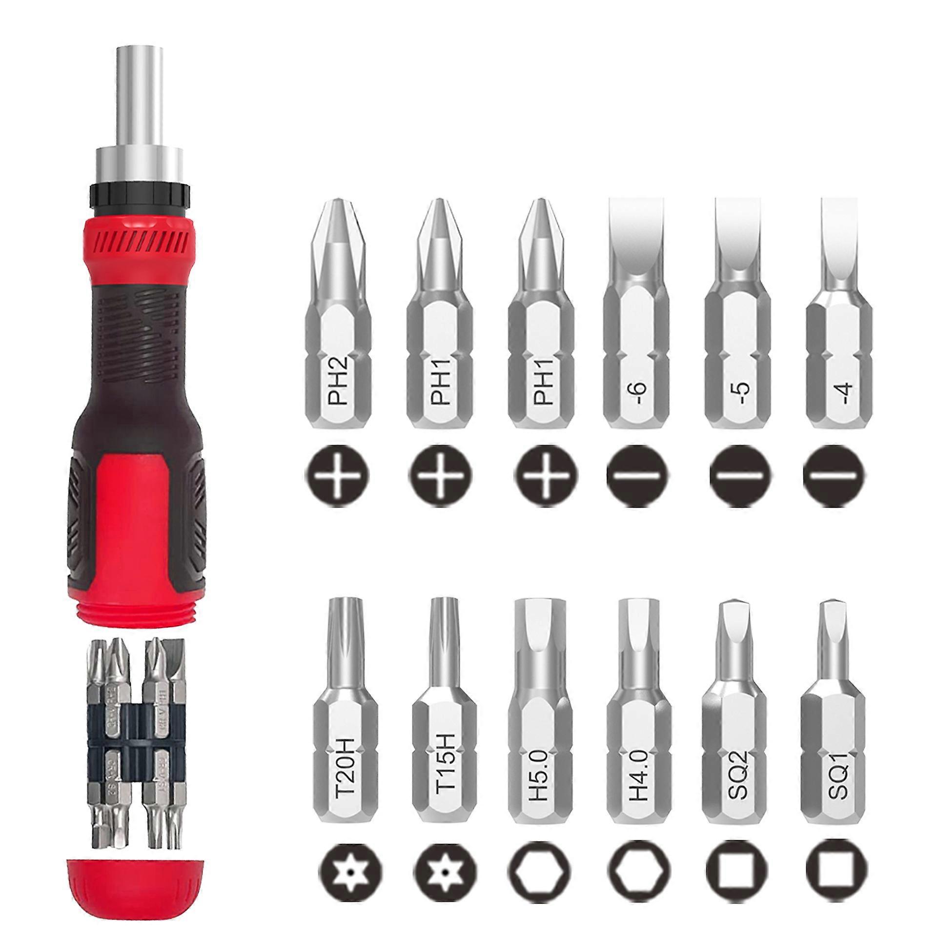 Screwdriver - Multifunction Screwdriver 13 in 1 Screwdriver Adjustable Screwdriver Set All-in-One Tool with Torx Safe, Flat Tip, Phillips and More