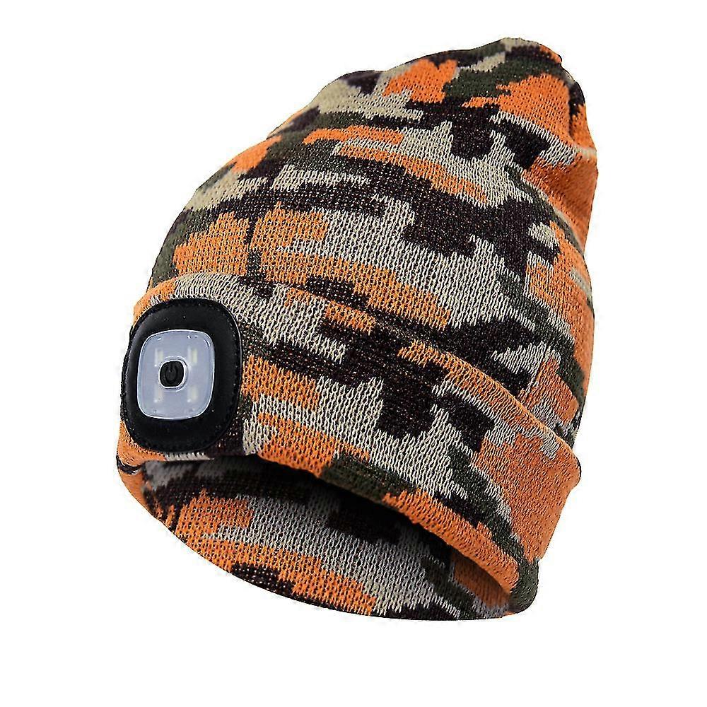 Lighted Beanie Cap Rechargeable Running Hat Ultra Bright 4 Led Waterproof Headlamp