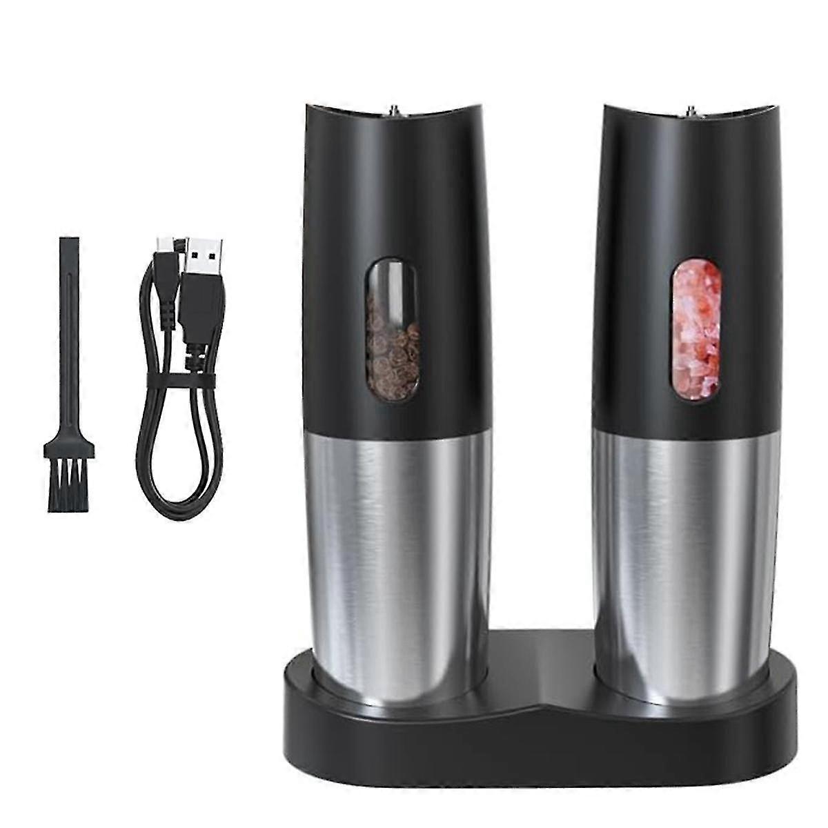 Electric Salt And Pepper Grinder Set - Usb Rechargeable Automatic Pepper Mill Grinder-adjustable Co
