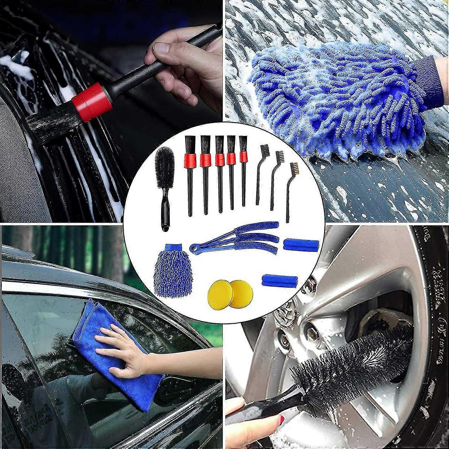 Set di spazzole per dettagli auto da 15 pezzi, kit per la pulizia delle ruote dell'auto, motore, regali per console