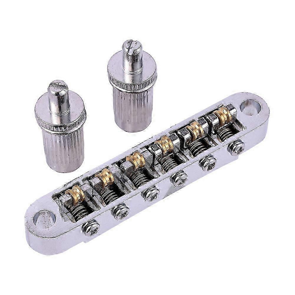1 Set Of 6 Strings Guitar Tune-o- Bridge And Tailpiece With Posts For Electric Guitar,silver