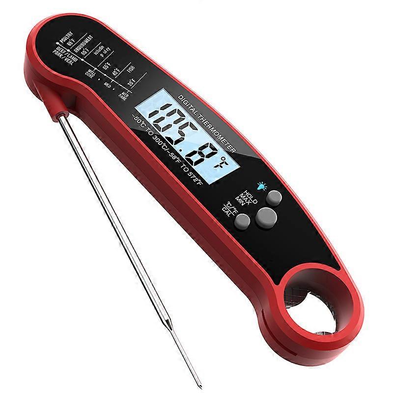 Meat BBQ Thermometer, Digital Food Thermometer, Backlight Lcd Screen Foldable Long Probe
