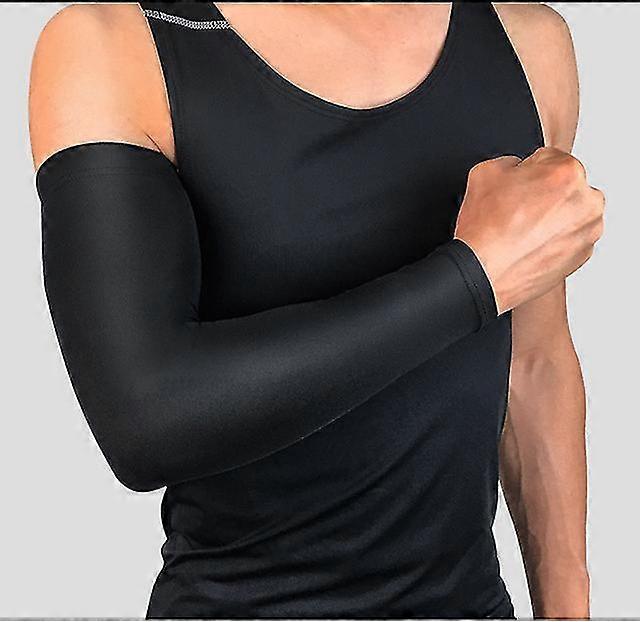 1 stuks ademend, sneldrogend, uv-bestendig, running arm mouwen, basketbal elleboog pads, fitness arm pads - zwart