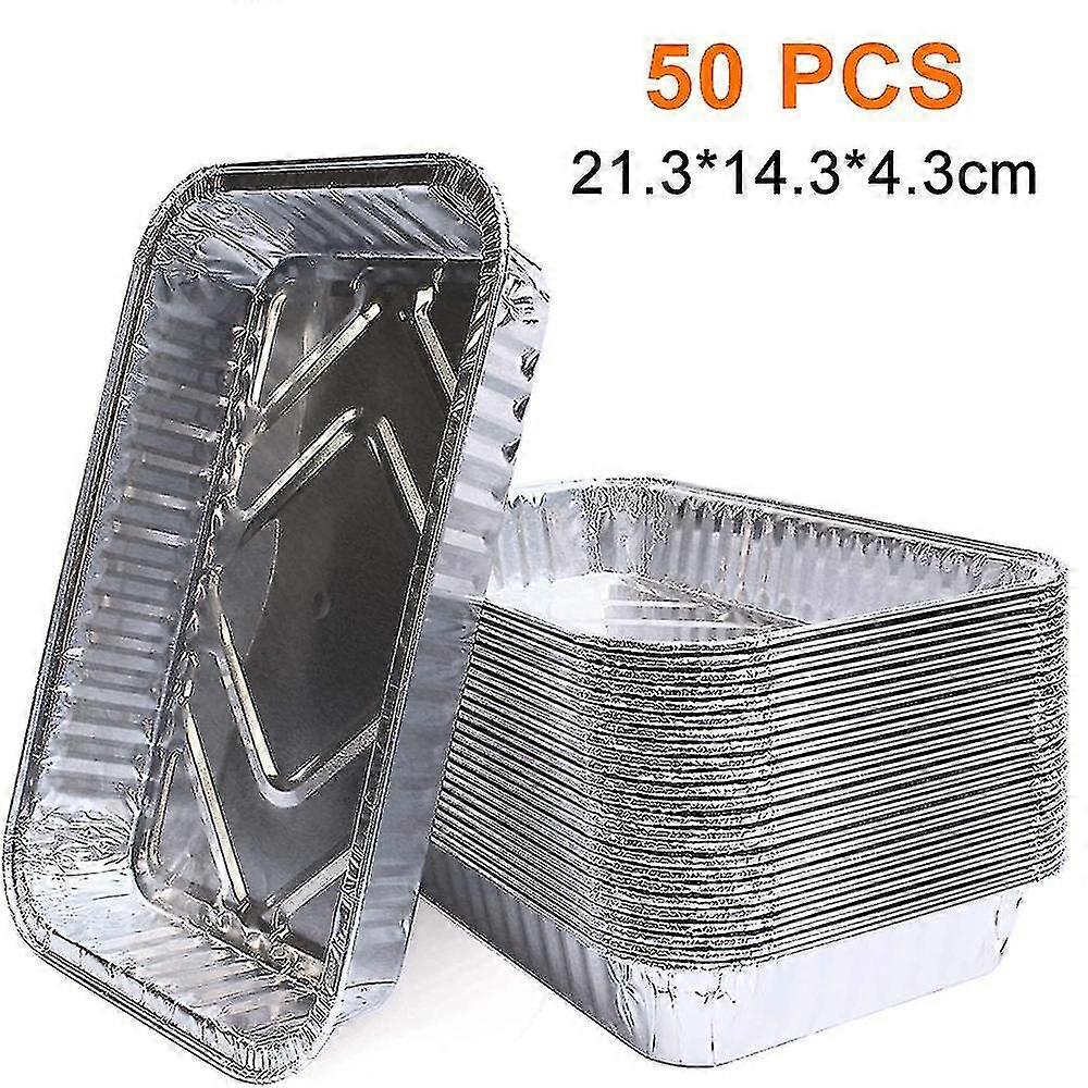 Aluminium Foil Trays Containers 21.3*14.3*4.3cm (50 Pack)