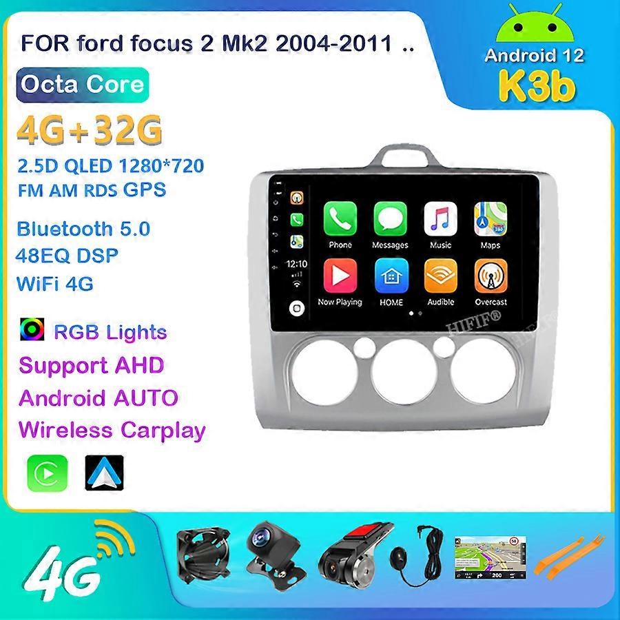 9 inch Android 12 Car Radio For ford focus EXI MT 2 3 Mk2 2004 2005 2006 2007 2008 2009-2011 2Din GPS Multimedia Player