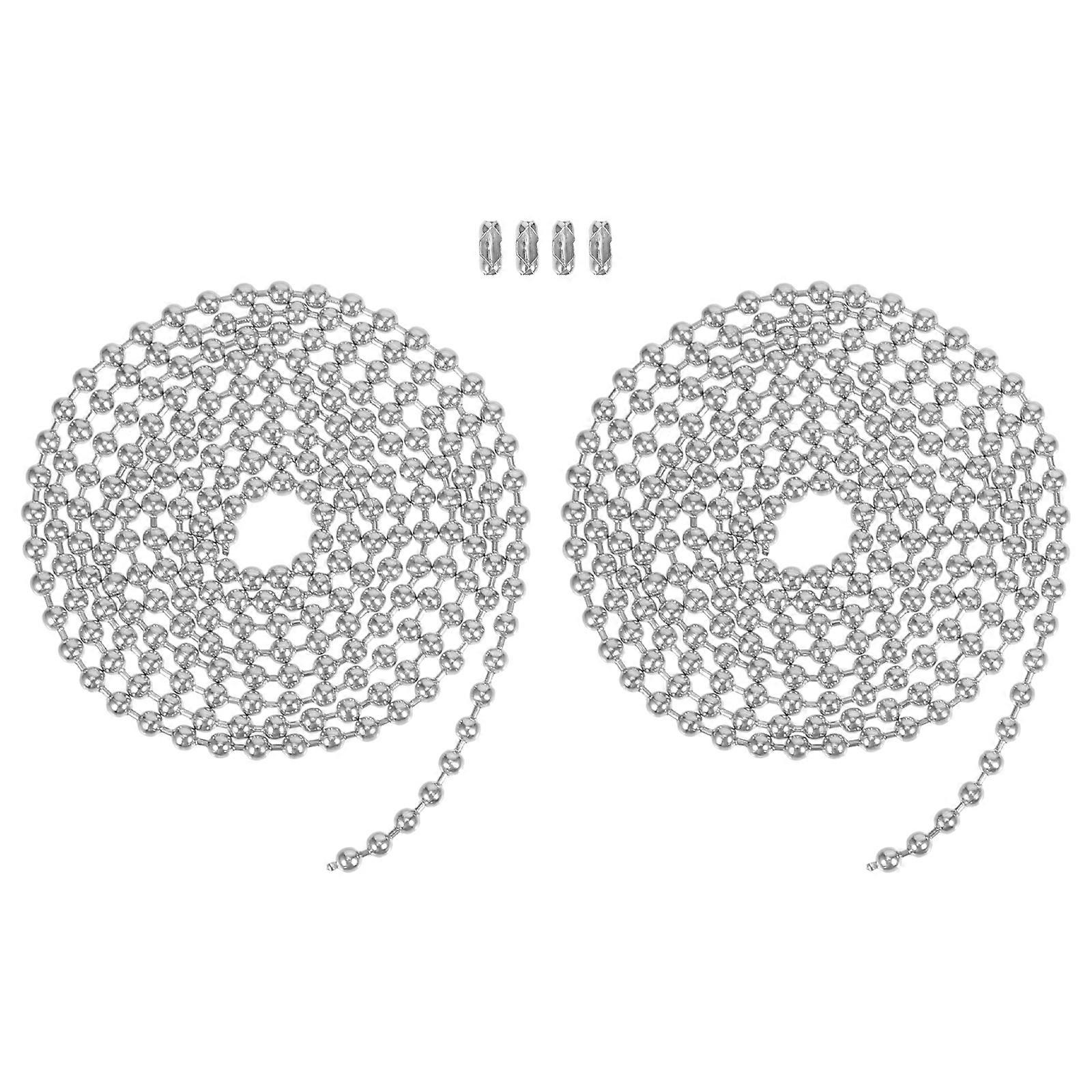 2 Sets Bead Chains 3mm Round Ball Beading Chains Tags Connector Chains