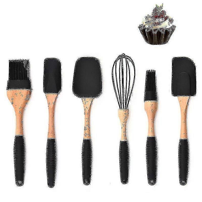 7pcs Silicone Kitchen Utensil Wooden Handle Kitchenware Tools|cooking Tool