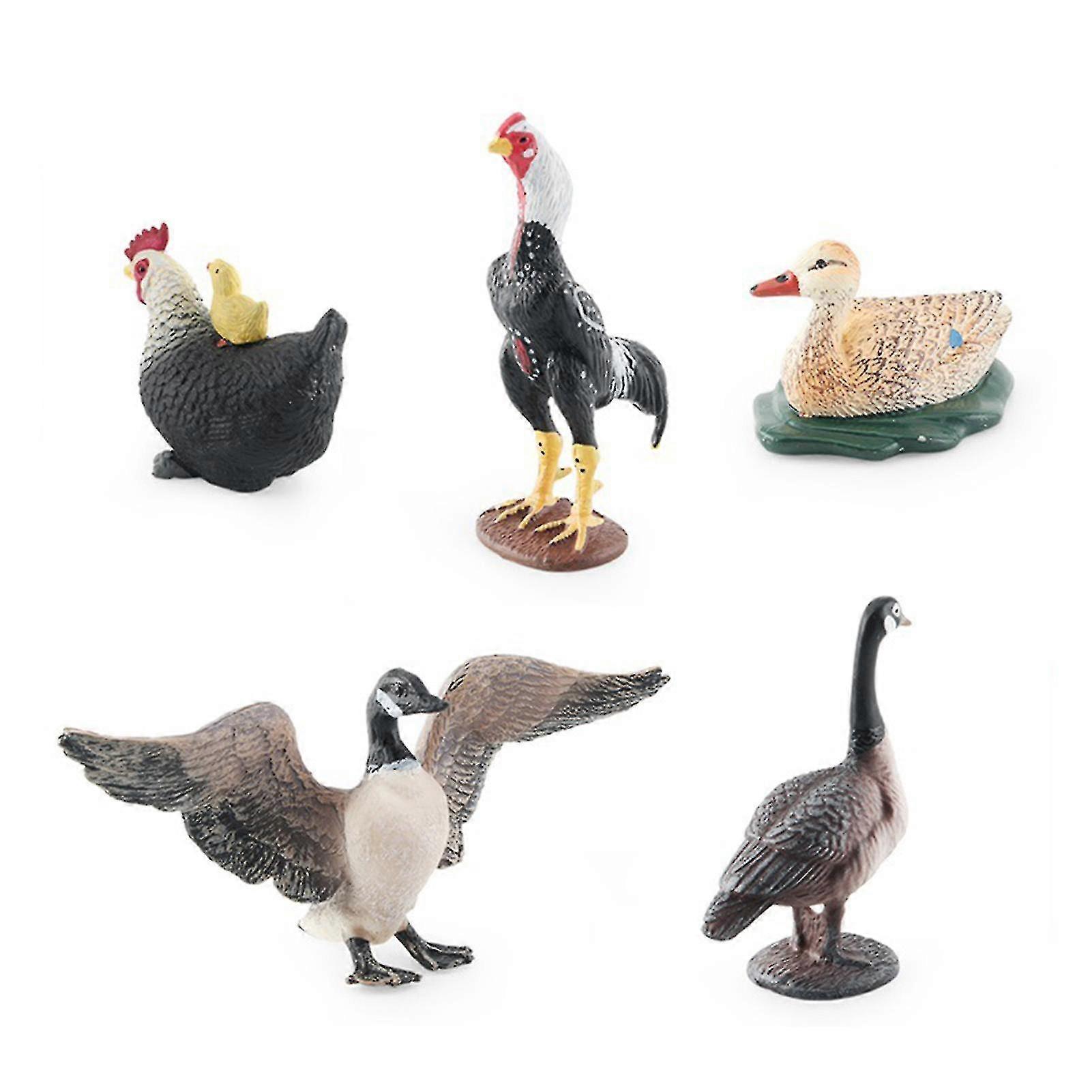 5pcs/set Creative Poultry Animals Figures Ornaments Portable And Lightweight Chicken Duck Goose Ornaments For Home Office