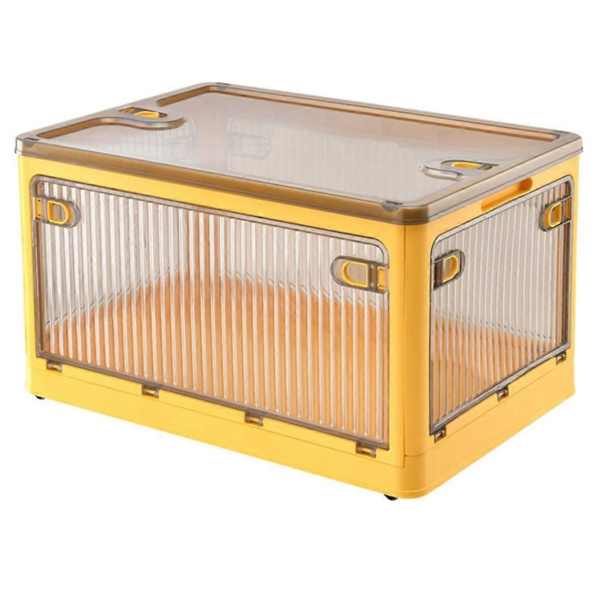 Large Capacity Folding Storage Box - Stackable Thickened Plastic Organizer,Household Transparent Pl