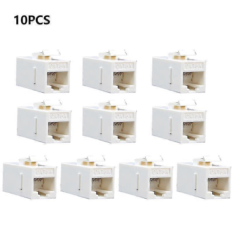 10pcs Cat6a Straight Through Network Module Connector Information Socket Computer Coupler Cable Adapter Ethernet Keystone Jack